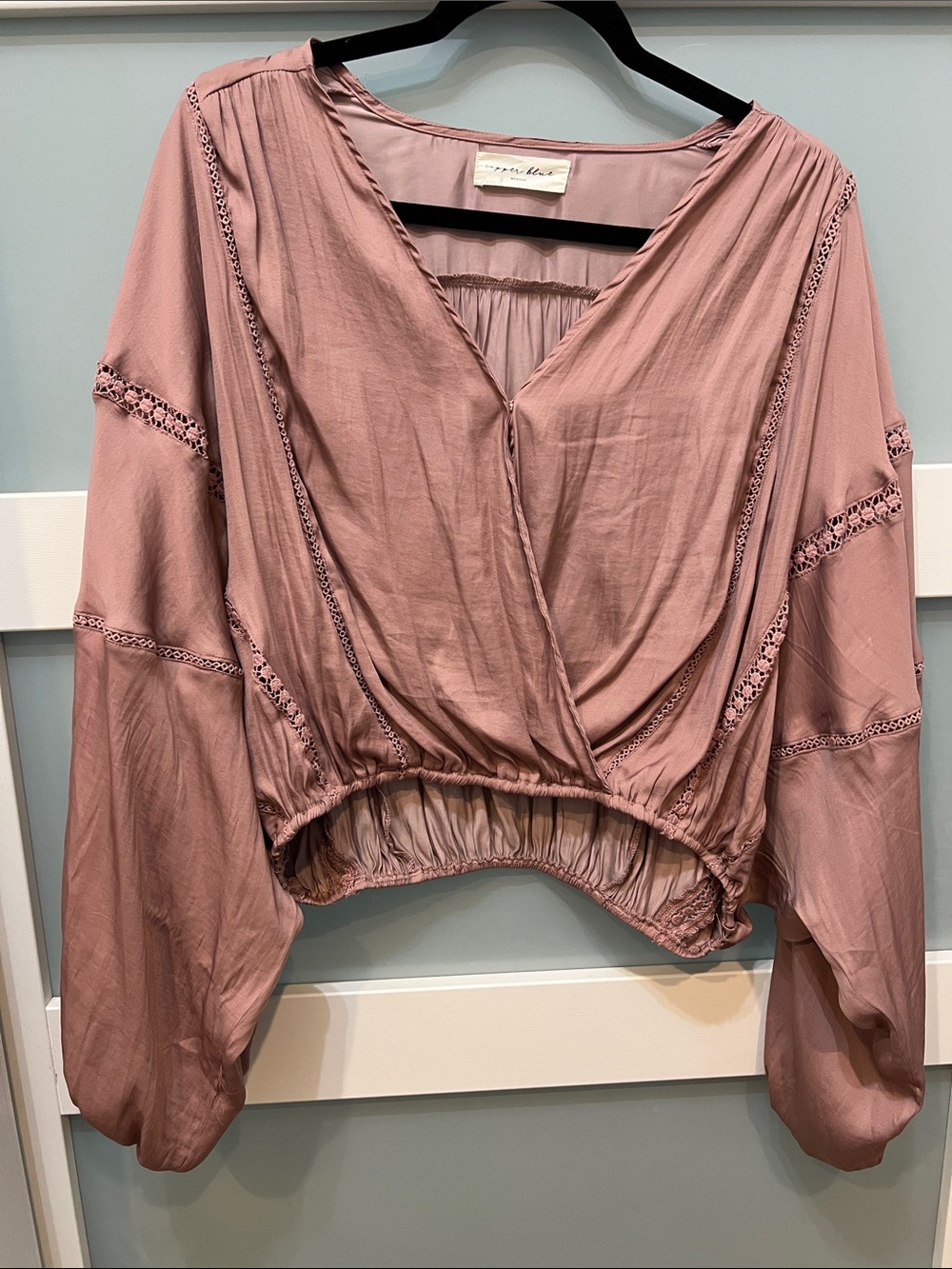 Cropped Wrap-Front Blouse in Dusty Rose